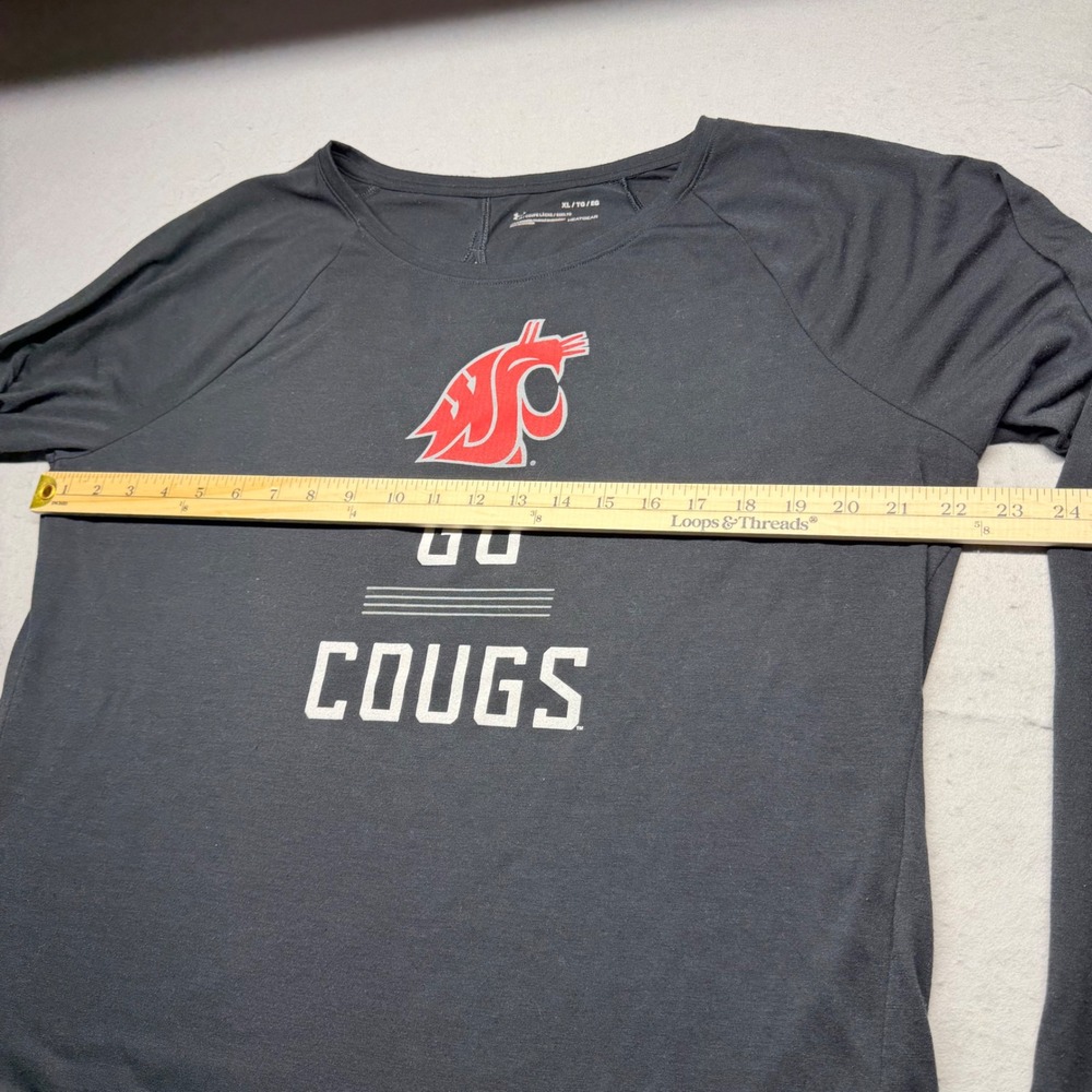 Under Armour Shirt Womens XL Black WSU Go Cougs HeatGear Long Sleeve Open Back - Picture 5 of 9
